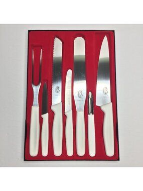 Victorinox White Handle 7-Piece Stainless Steel Knife Set Peeler Serrated Bread